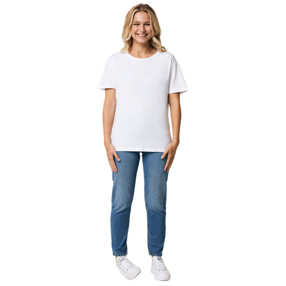 White - Side - Iqoniq Womens-Ladies Yala Recycled Cotton Lightweight T-Shirt