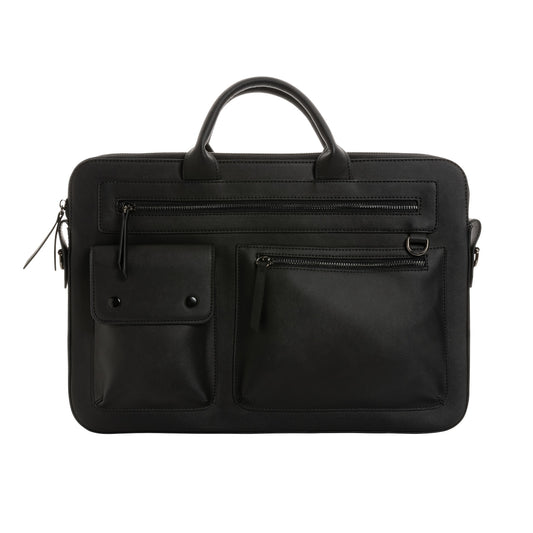 Black - Front - Swiss Peak PU Recycled Laptop Bag