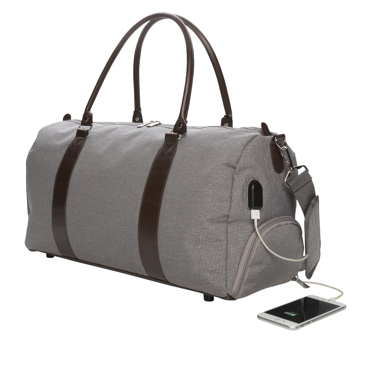 Grey - Back - XD Collection USB Duffle Bag