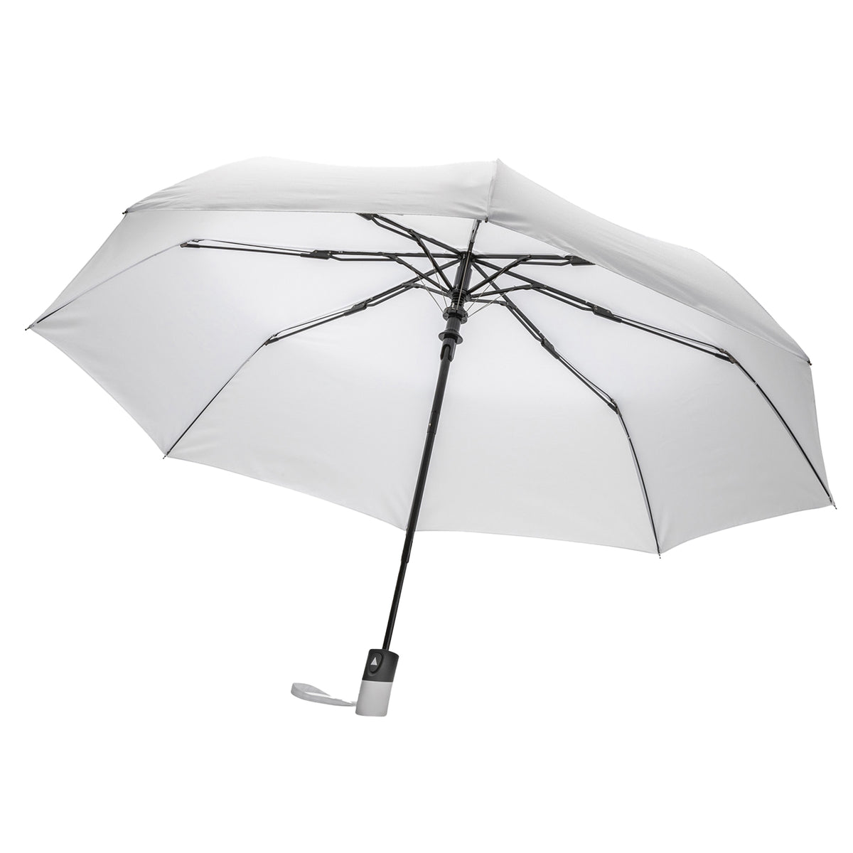 White - Front - XD Collection Impact Aware RPET Automatic Folding Umbrella