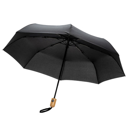 Black - Front - XD Collection Impact Aware RPET Automatic Folding Umbrella
