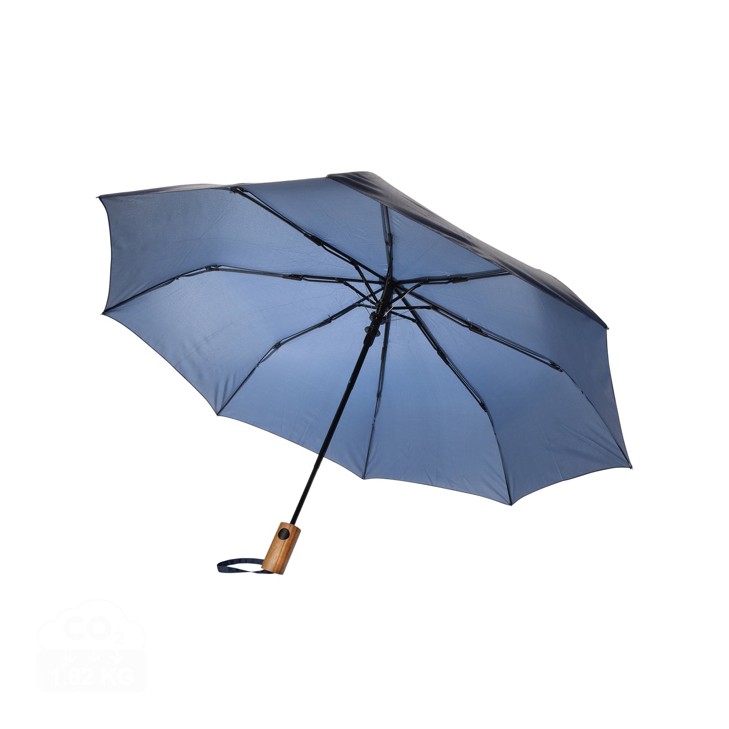 Navy - Front - XD Collection Kaycey Acacia Wood Aware Folding Umbrella