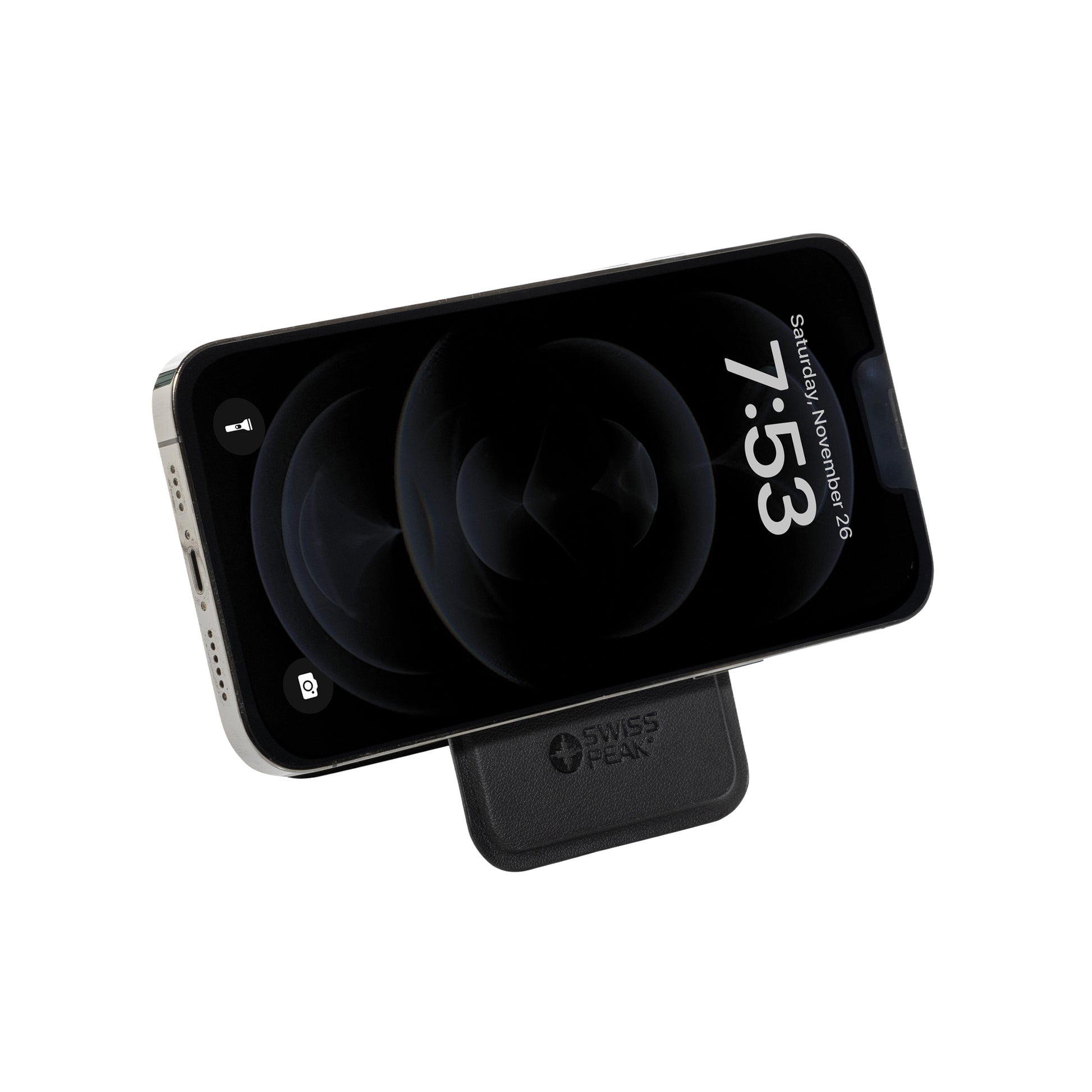 Black - Lifestyle - Swiss Peak Magnetic PU Recycled Phone Wallet