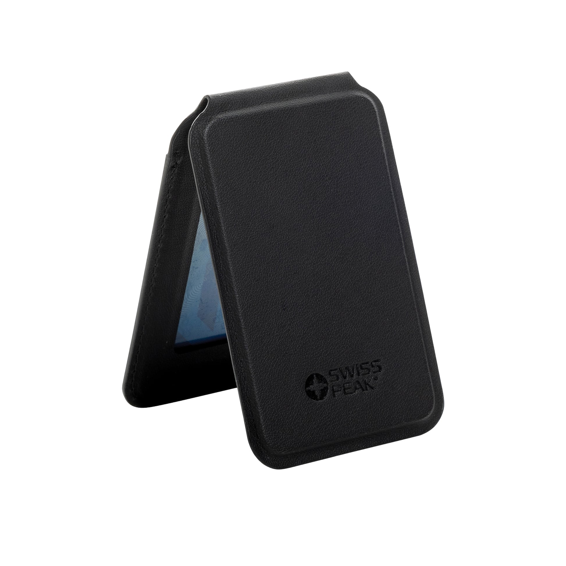 Black - Front - Swiss Peak Magnetic PU Recycled Phone Wallet