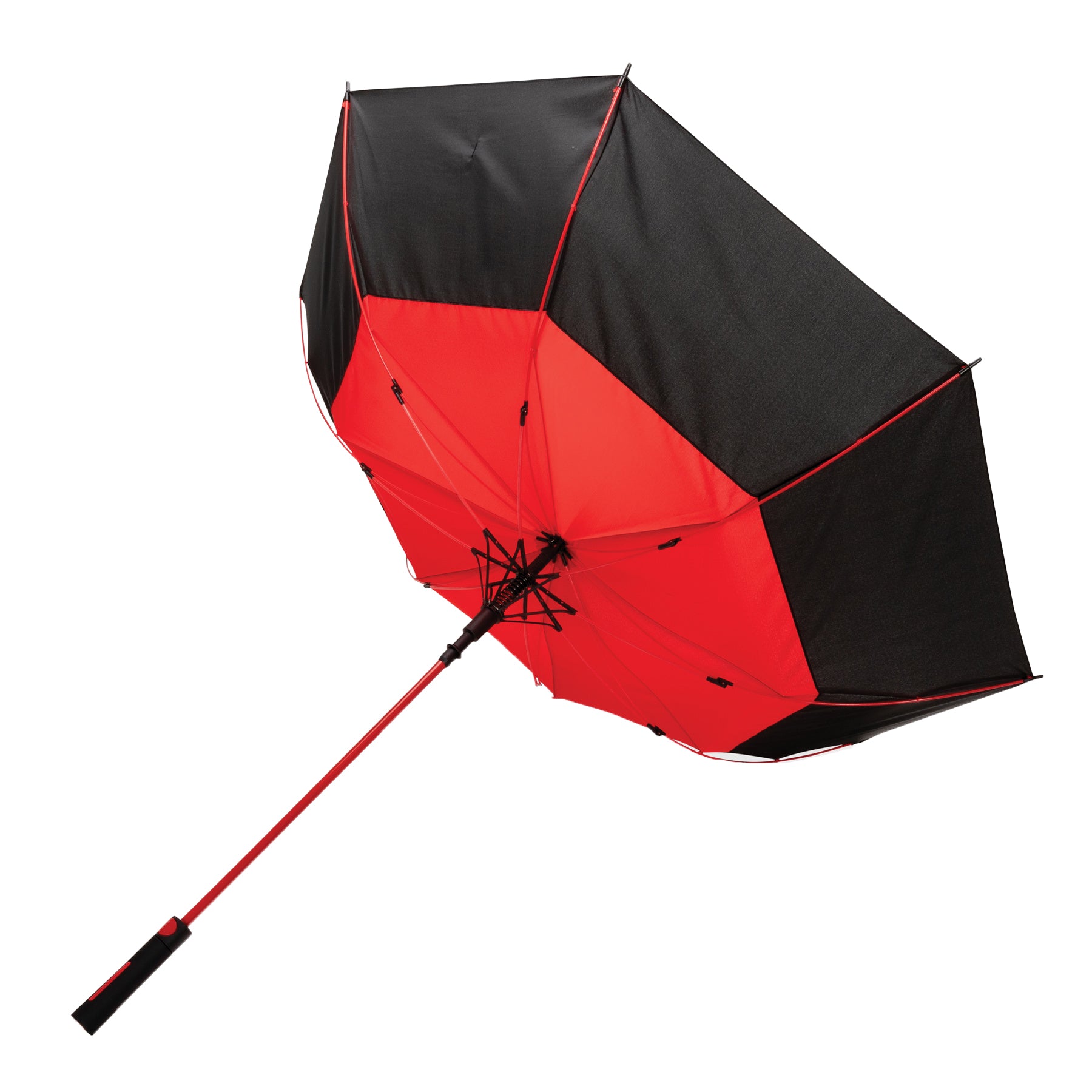 Red - Side - XD Collection Impact Aware RPET Automatic Stormproof Stick Umbrella