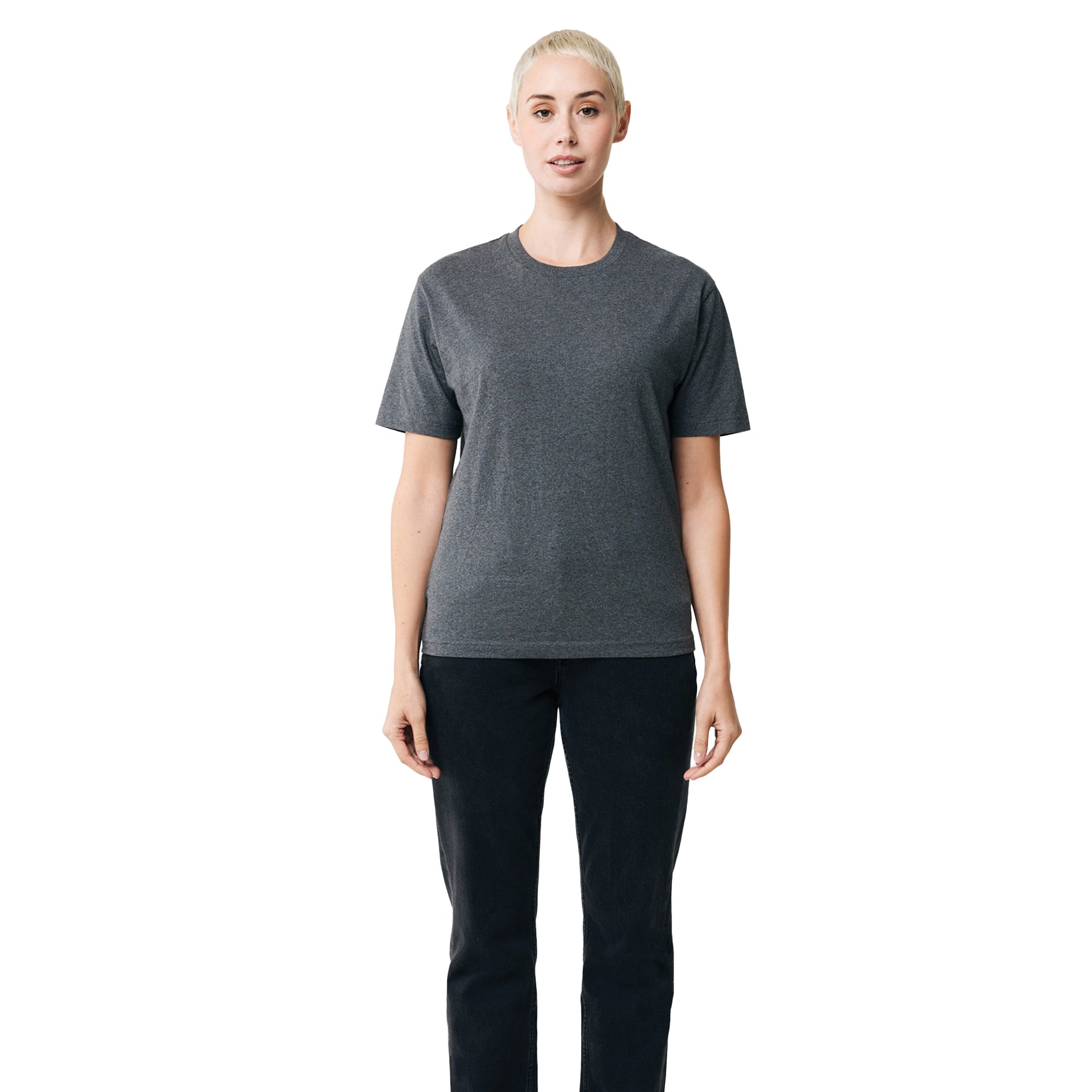Heather Anthracite - Side - Iqoniq Unisex Adult Teide Recycled Cotton T-Shirt