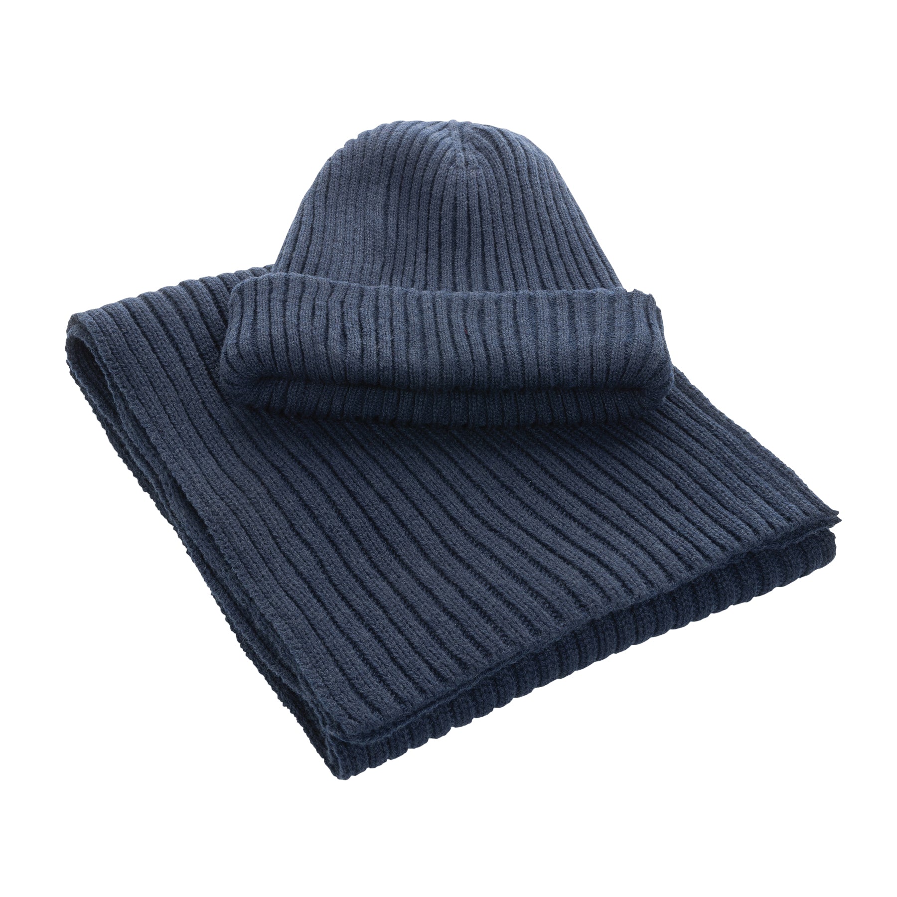 Navy - Side - XD Collection Impact Aware Polylana Double Knit Beanie
