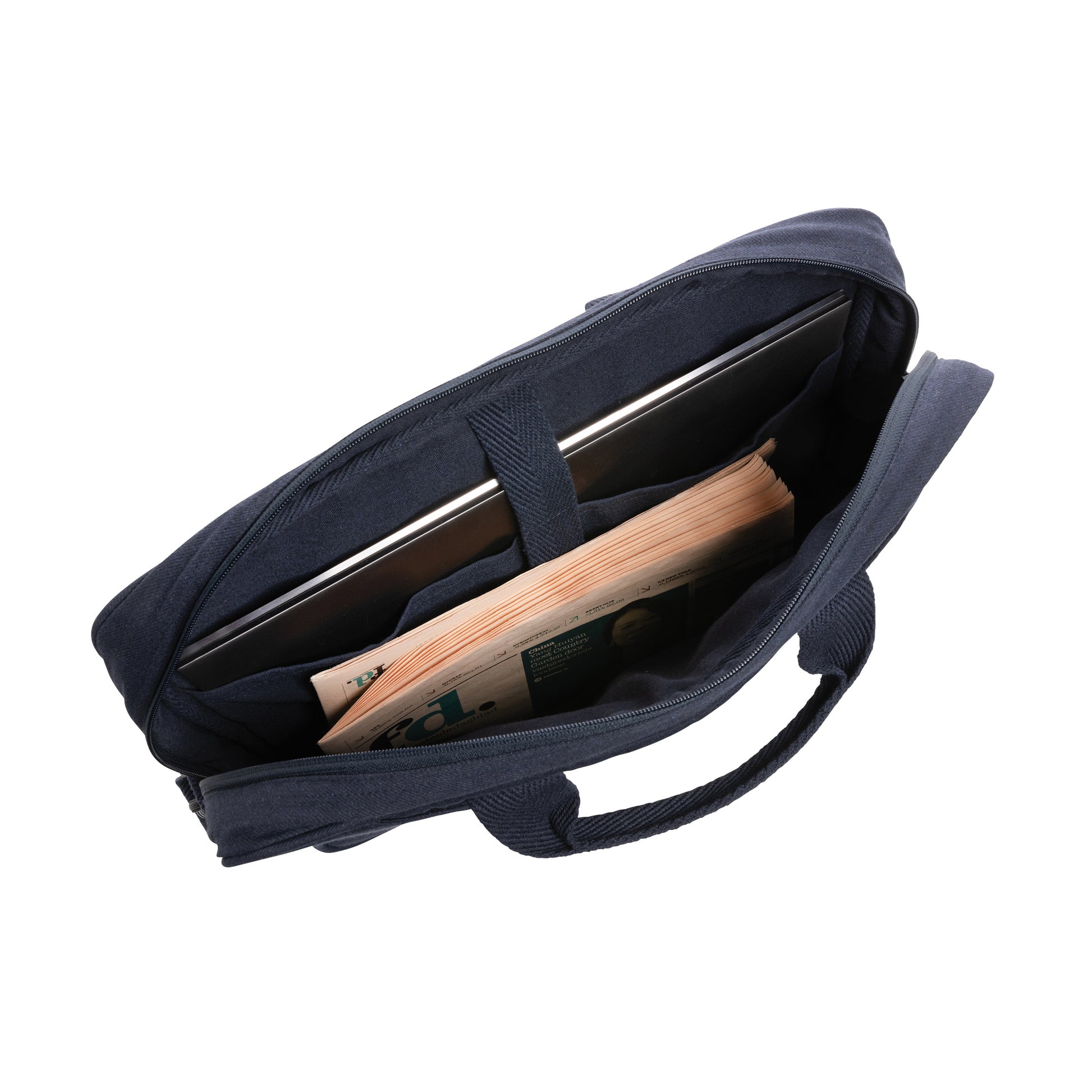Navy - Side - XD Collection Laluka Recycled Cotton Aware Laptop Bag