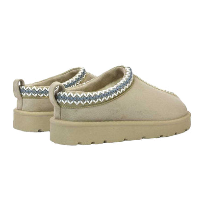 Light Stone - Back - XY London Womens-Ladies Zoe Aztec Faux Fur Lined Slippers
