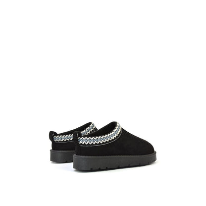 Jet Black - Lifestyle - XY London Womens-Ladies Zoe Aztec Faux Fur Lined Slippers