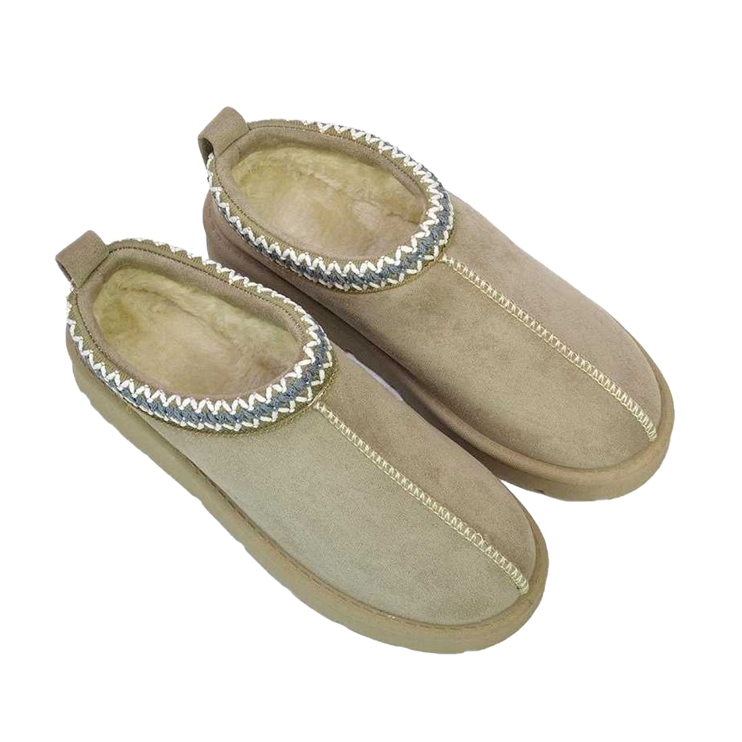 Light Stone - Lifestyle - XY London Womens-Ladies Zoe Aztec Faux Fur Lined Slippers