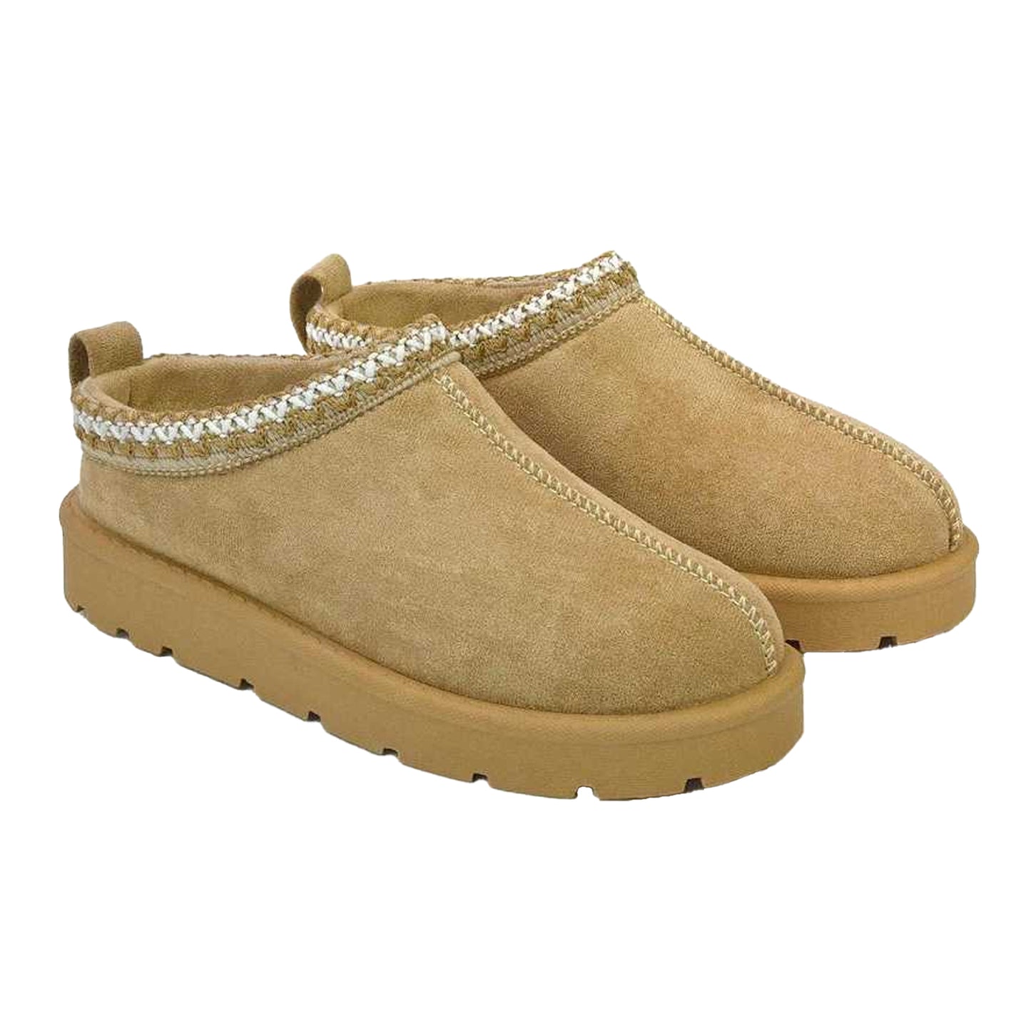 Light Tan - Front - XY London Womens-Ladies Zoe Aztec Faux Fur Lined Slippers