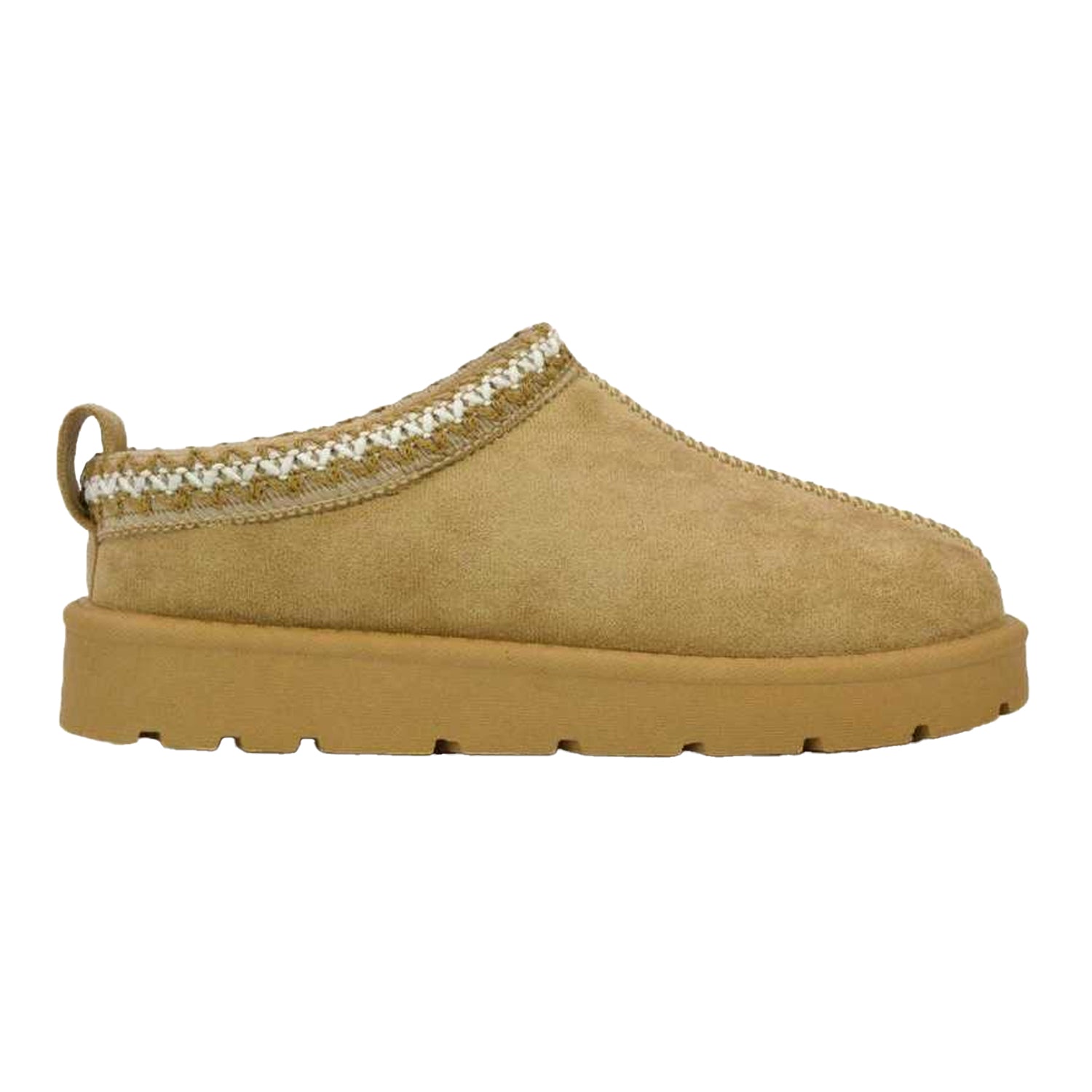 Light Tan - Side - XY London Womens-Ladies Zoe Aztec Faux Fur Lined Slippers