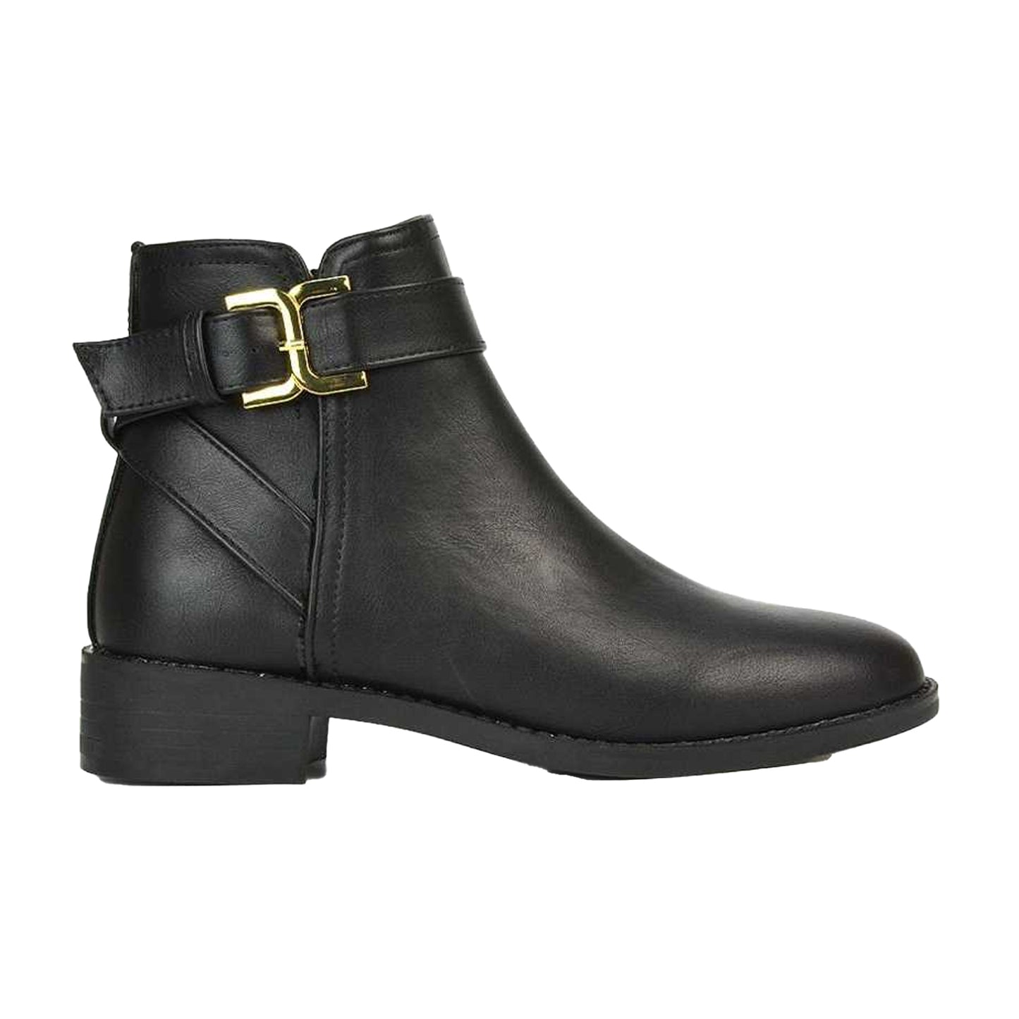 Black - Side - XY London Womens-Ladies Shyla Side Zip Chelsea Boots