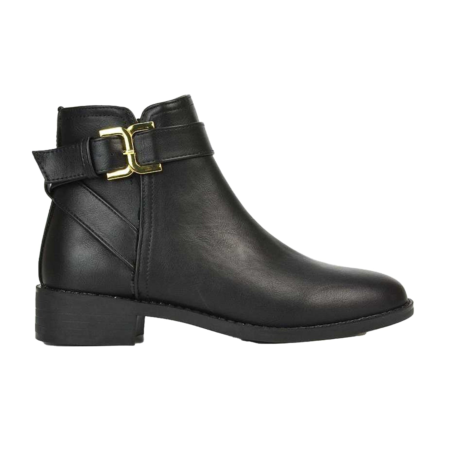 Black - Side - XY London Womens-Ladies Shyla Side Zip Chelsea Boots