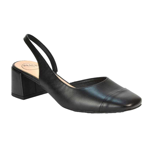 Black - Front - XY London Womens-Ladies Karis Block Heel Court Shoes