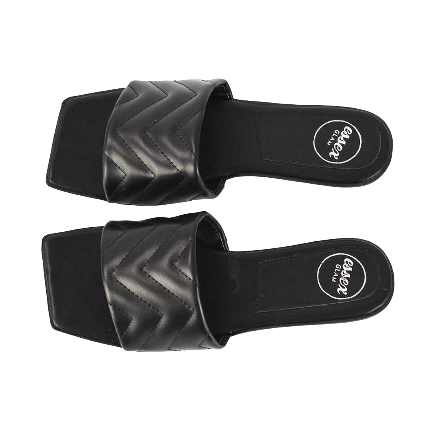 Black - Side - XY London Womens-Ladies Cherry Quilted Sandals