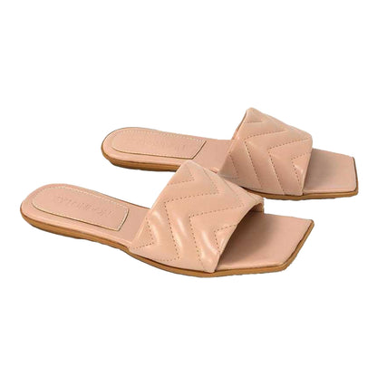 Nude - Front - XY London Womens-Ladies Cherry Quilted Sandals
