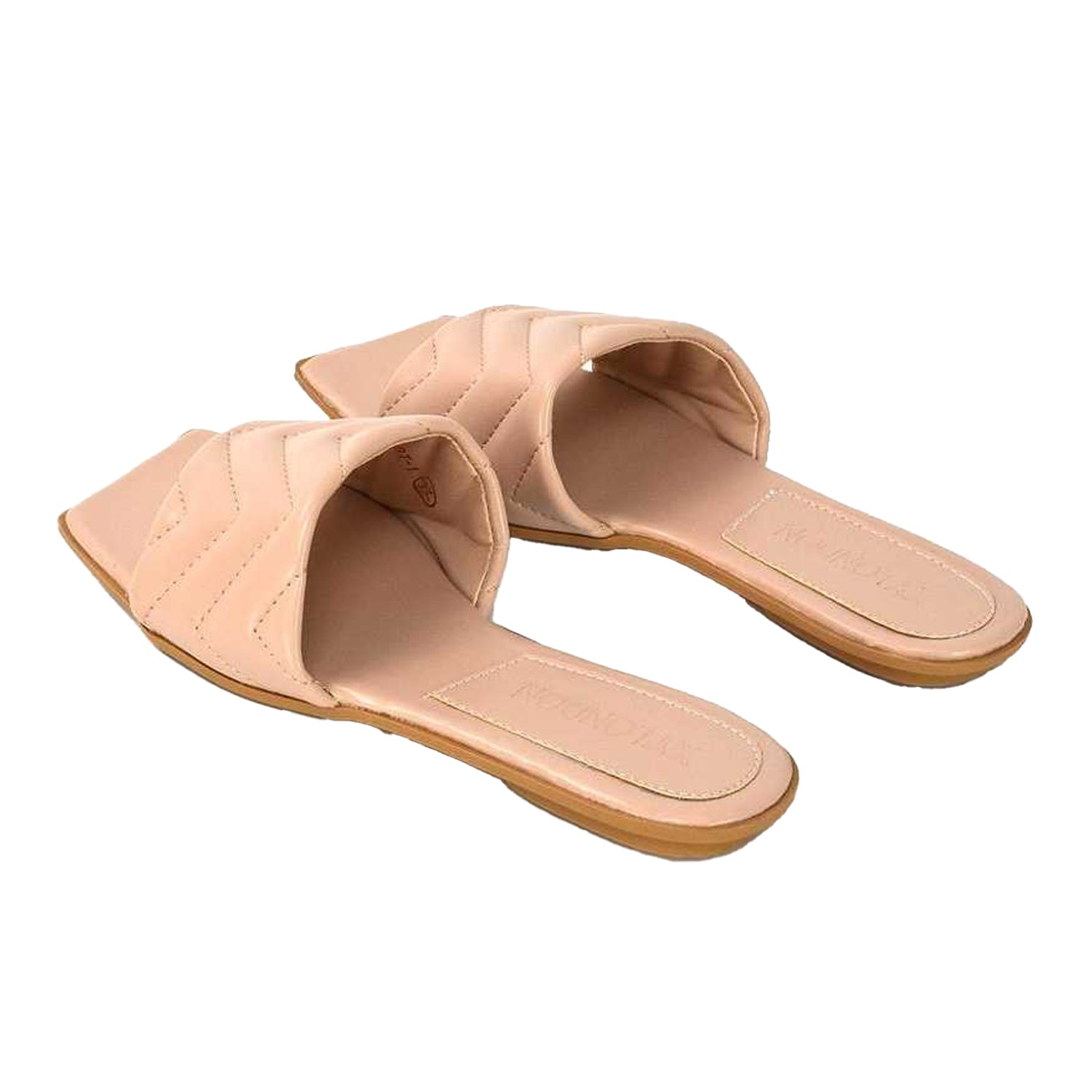 Nude - Back - XY London Womens-Ladies Cherry Quilted Sandals