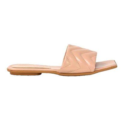 Nude - Side - XY London Womens-Ladies Cherry Quilted Sandals