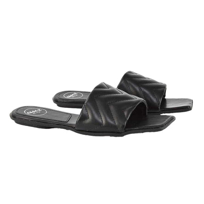 Black - Front - XY London Womens-Ladies Cherry Quilted Sandals