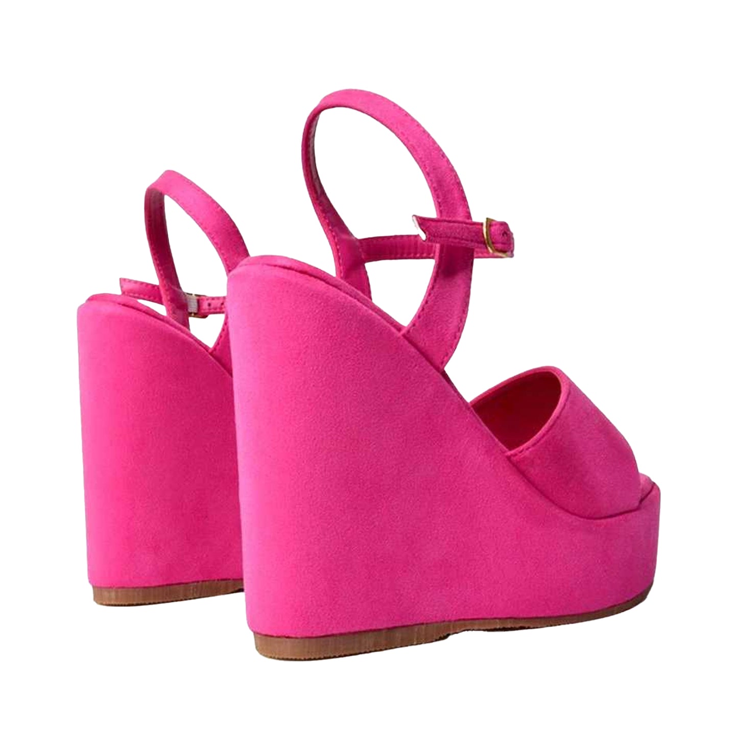 Fuchsia - Back - XY London Womens-Ladies Belinda Strappy Platform Heel Wedge Sandals