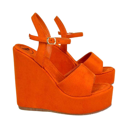 Orange - Lifestyle - XY London Womens-Ladies Belinda Strappy Platform Heel Wedge Sandals