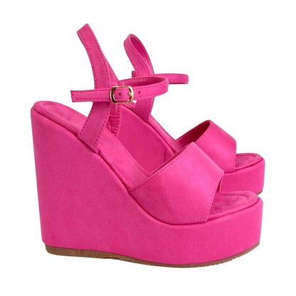 Fuchsia - Lifestyle - XY London Womens-Ladies Belinda Strappy Platform Heel Wedge Sandals