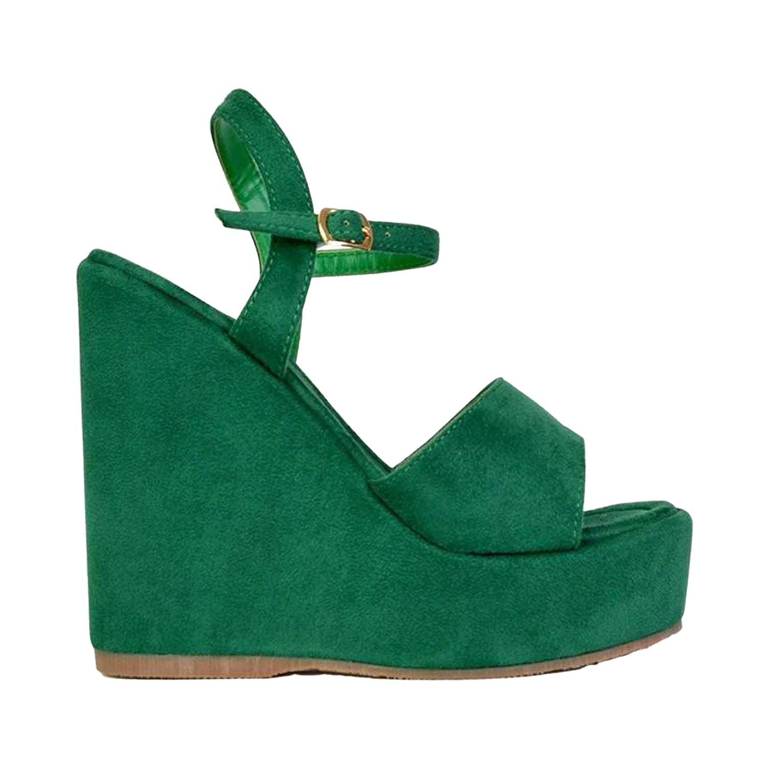 Green - Side - XY London Womens-Ladies Belinda Strappy Platform Heel Wedge Sandals