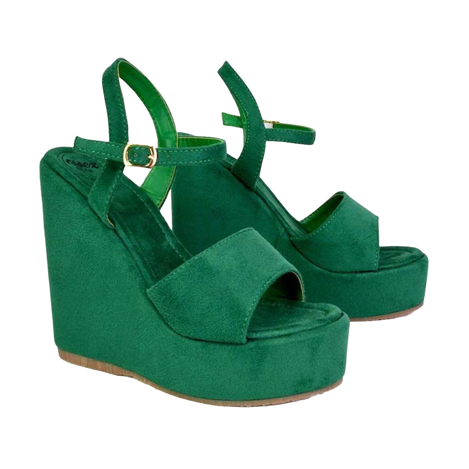 Green - Lifestyle - XY London Womens-Ladies Belinda Strappy Platform Heel Wedge Sandals