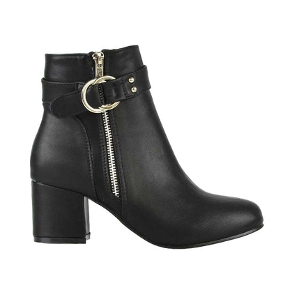 Black - Side - XY London Womens-Ladies Lakesha Zip Boots