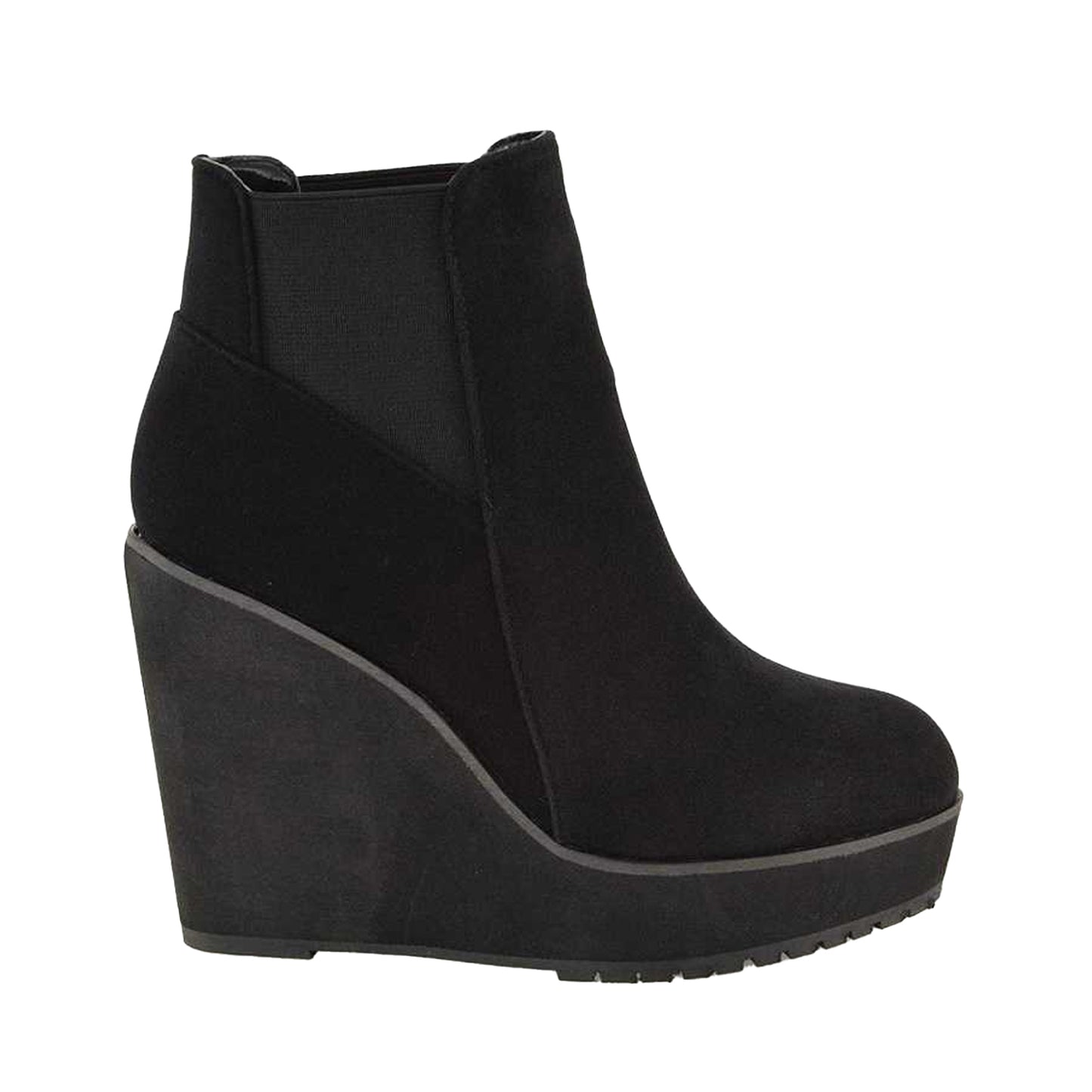 Jet Black - Back - XY London Womens-Ladies Roweena Wedge Boots