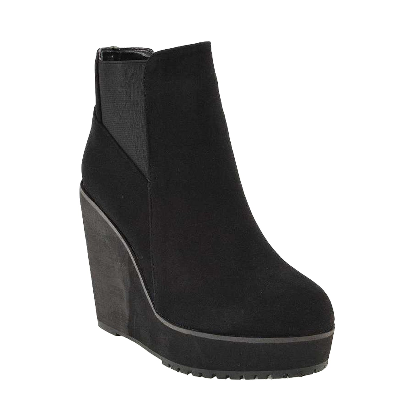 Jet Black - Front - XY London Womens-Ladies Roweena Wedge Boots