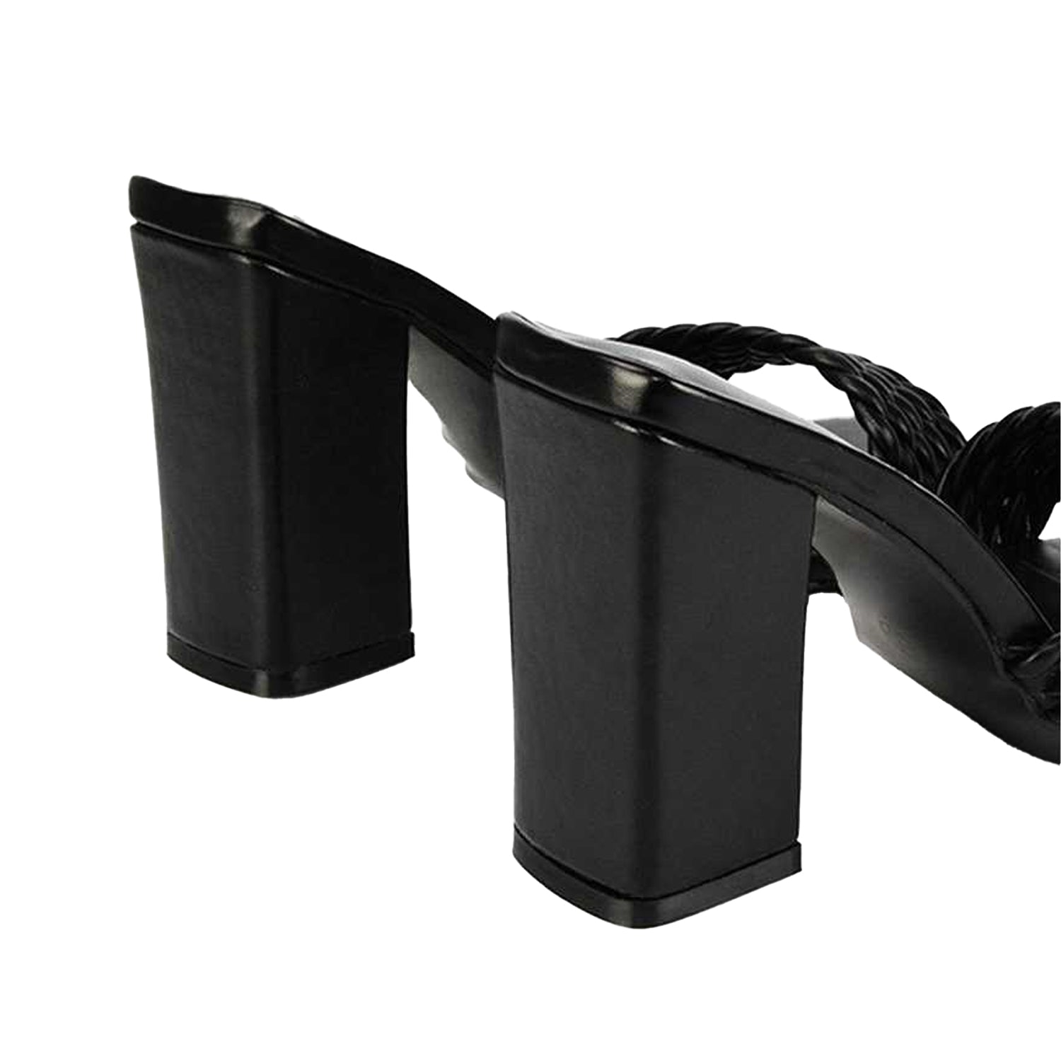 Black - Back - XY London Womens-Ladies Selene Strappy Block Heel Mules