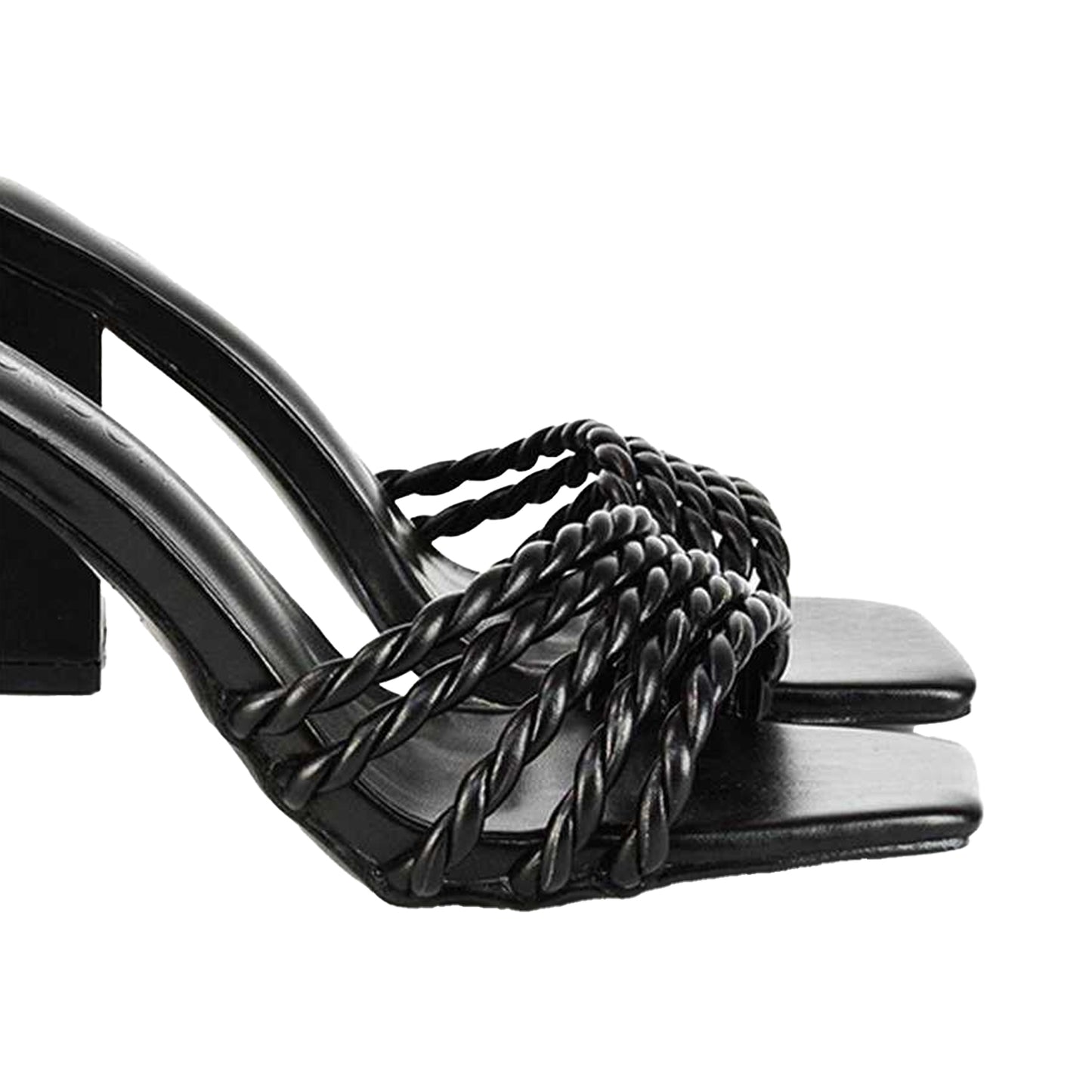 Black - Lifestyle - XY London Womens-Ladies Selene Strappy Block Heel Mules