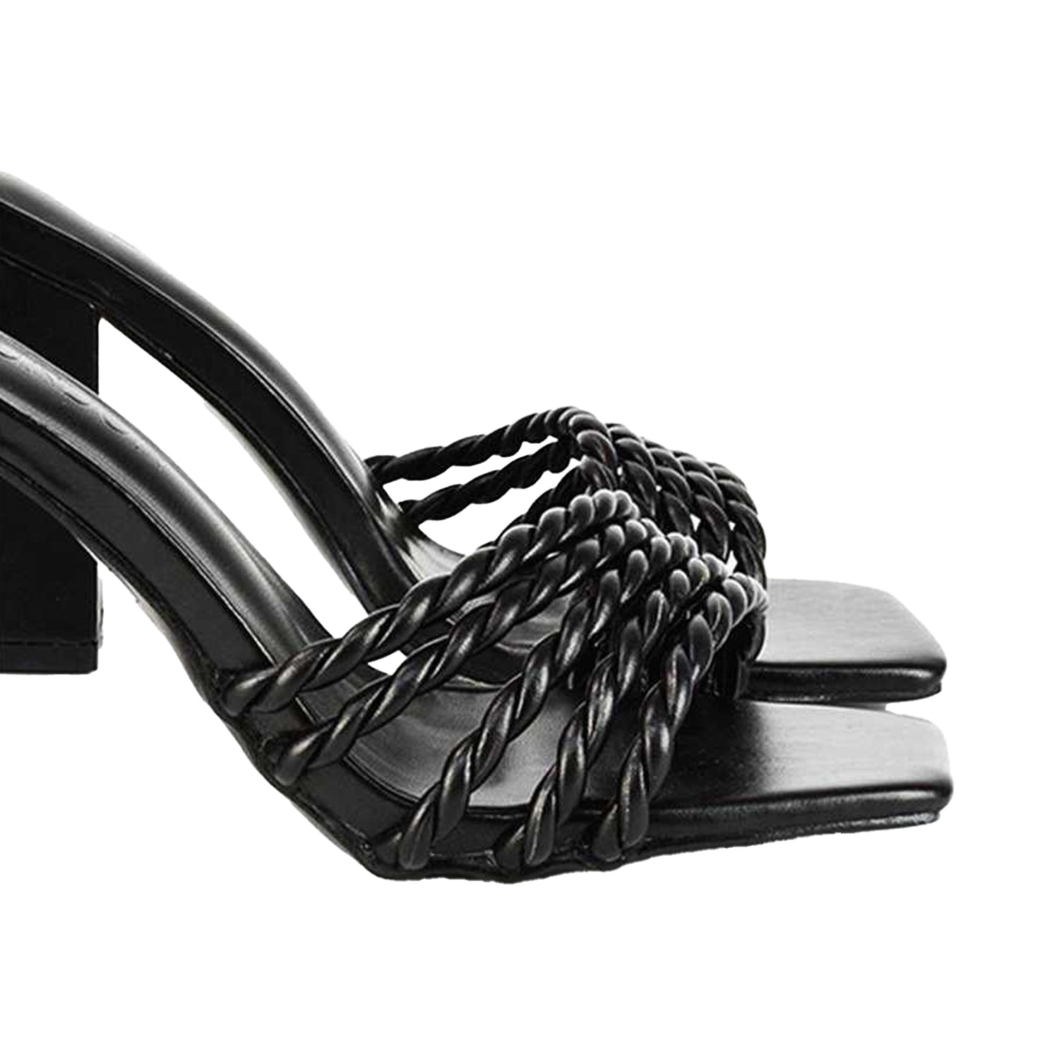 Black - Lifestyle - XY London Womens-Ladies Selene Strappy Block Heel Mules