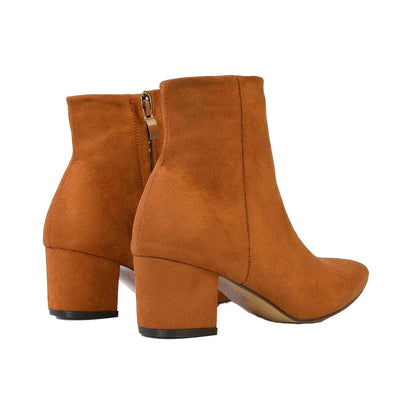 Tan - Back - XY London Womens-Ladies Ayda Pointed Ankle Boots