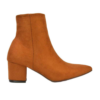 Tan - Front - XY London Womens-Ladies Ayda Pointed Ankle Boots