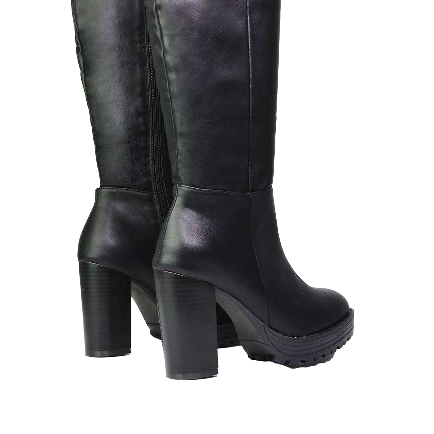 Black - Back - XY London Womens-Ladies Addie Chunky Platform Ankle Boots