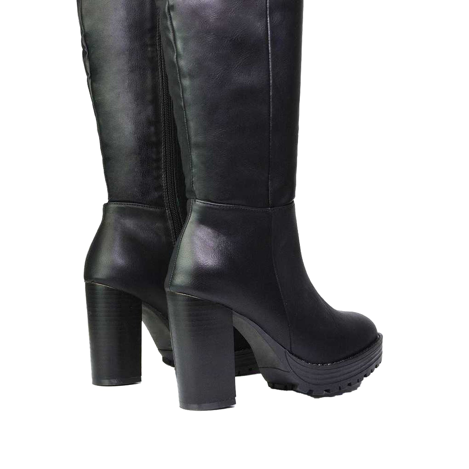 Black - Back - XY London Womens-Ladies Addie Chunky Platform Ankle Boots