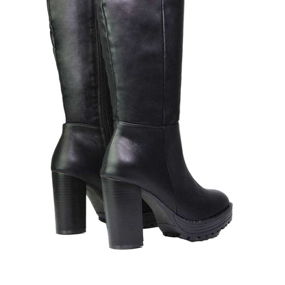 Black - Back - XY London Womens-Ladies Addie Chunky Platform Ankle Boots