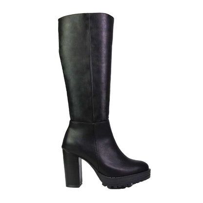 Black - Side - XY London Womens-Ladies Addie Chunky Platform Ankle Boots