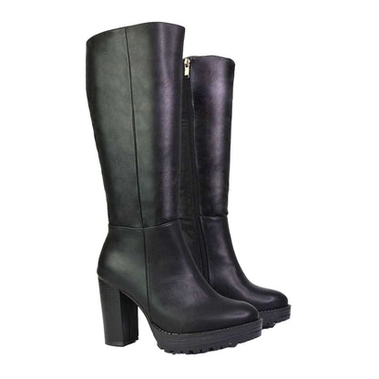 Black - Lifestyle - XY London Womens-Ladies Addie Chunky Platform Ankle Boots