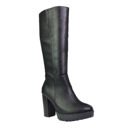 Black - Front - XY London Womens-Ladies Addie Chunky Platform Ankle Boots