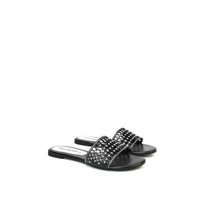 Black - Side - XY London Womens-Ladies Abbie Diamante Cut Out Flat Sliders