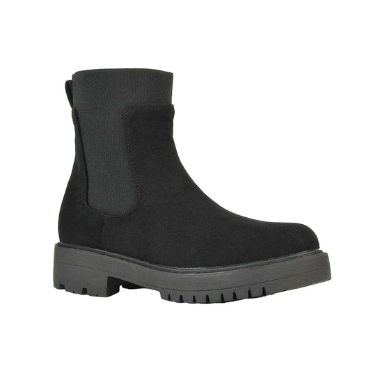 Jet Black - Front - XY London Womens-Ladies Karev Chunky Flat Chelsea Boots