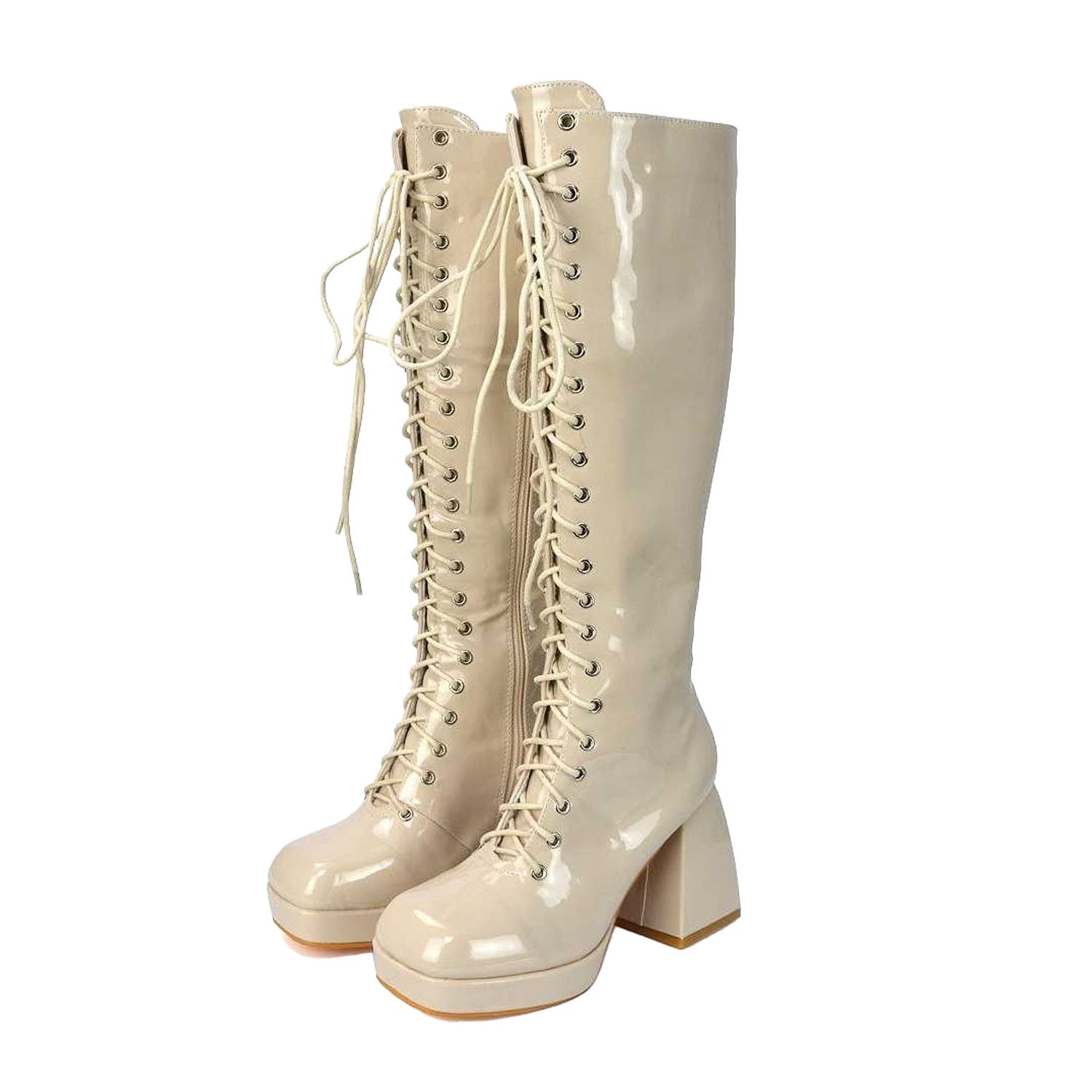 Nude - Lifestyle - XY London Womens-Ladies Love Patent Knee-High Boots