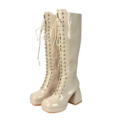 Nude - Lifestyle - XY London Womens-Ladies Love Patent Knee-High Boots