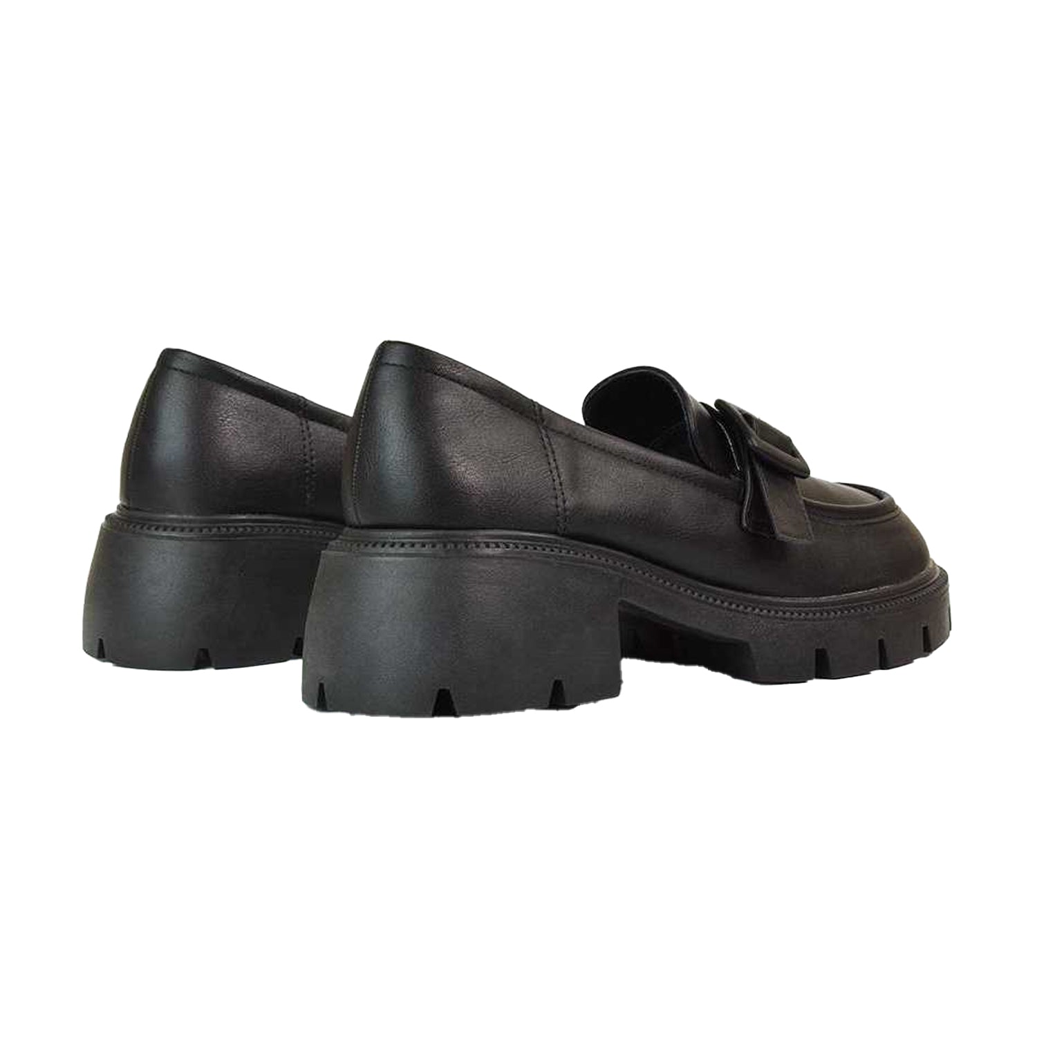 Black - Back - XY London Womens-Ladies Adelaide Chunky Platform Loafers