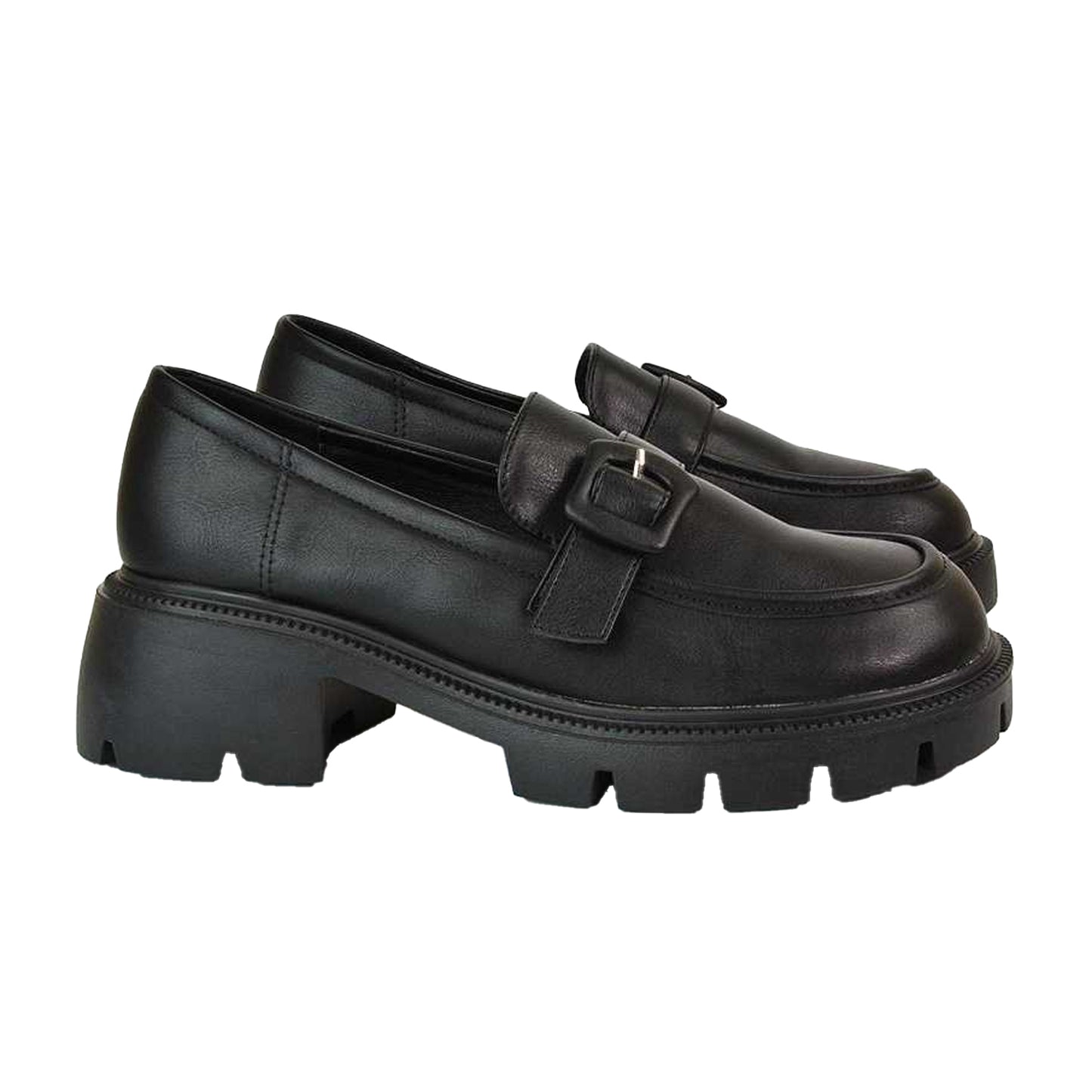 Black - Lifestyle - XY London Womens-Ladies Adelaide Chunky Platform Loafers